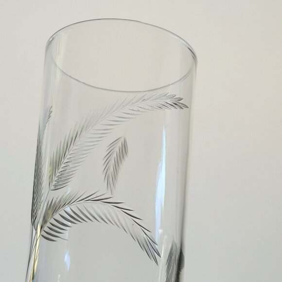Vintage Etched Wheat Tumbler Glasses Set of 2, Mid Century Modern Glassware - Picture 5 of 10